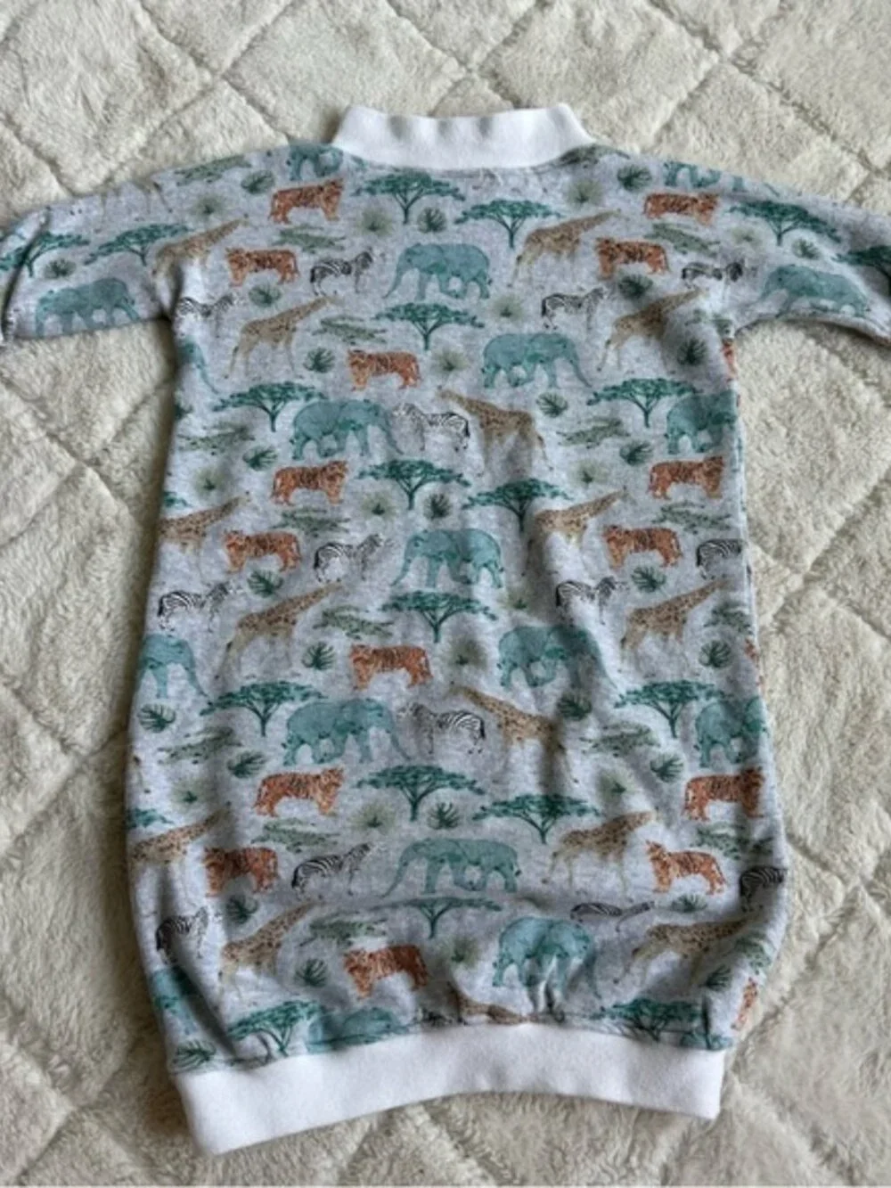 Boutique | Grey & Safari Print Oversized Sweater Dress | Size 12-18 Months
